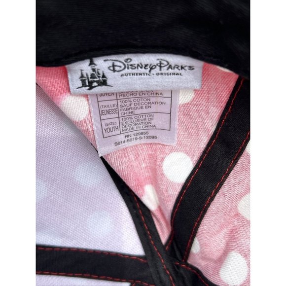 Disney Parks Minnie Mouse Ears Red White Polka Dot Adjustable Youth Hat Cap Bow - Picture 10 of 10